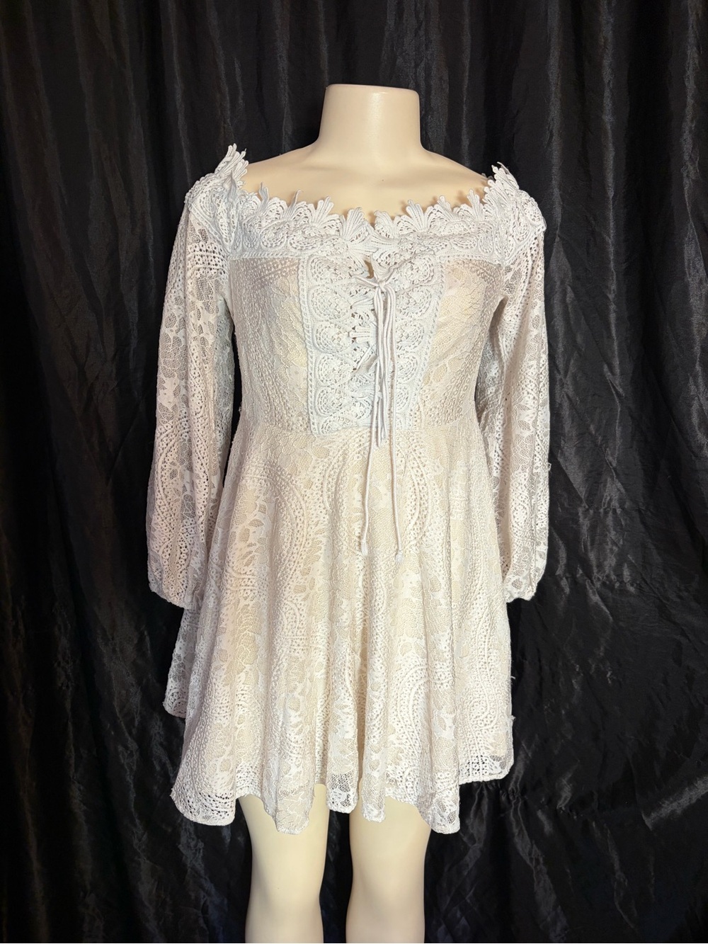 RRL White Lace Off-Shoulder Mini Dress
